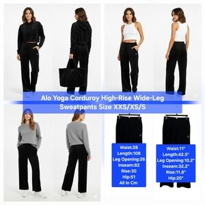 Alo Yoga Corduroy High-Rise Wide-Leg Sweatpants Size XXS/XS/S
